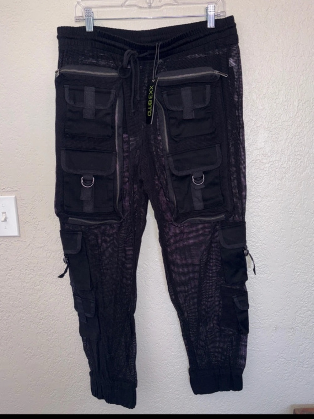 V- #DK401 - Dolls Kill Club Exx Cargo Fishnet Pants - XL